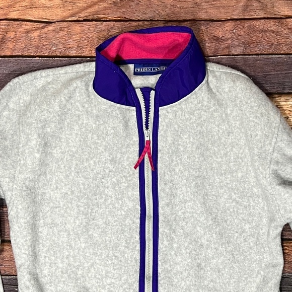 VTG Prides Landing Gray Zip Up 1980s Fleece Coat Jacket Outerwear - Picture 2 of 8